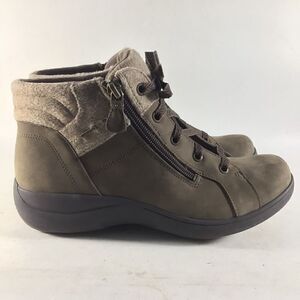 Aravon Rev Stridarc womens waterproof leather ankle boots brown size 6.5 B